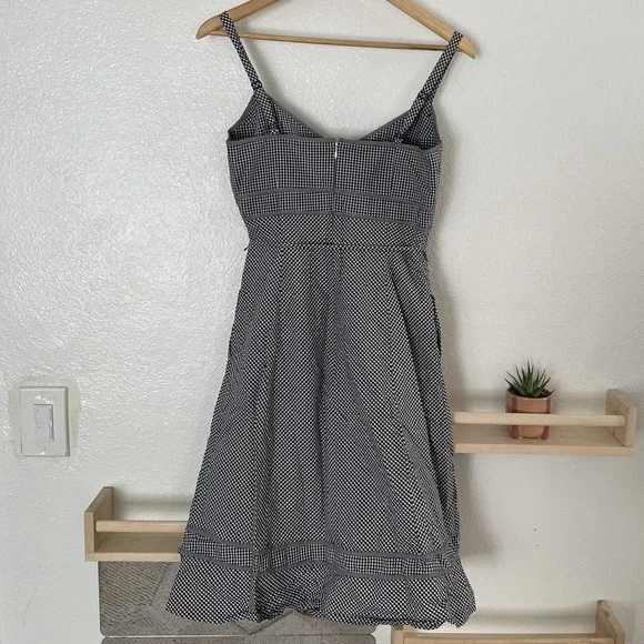 Talbots 6P Black Gingham Midi Fit And Flare Sweetheart Neckline With Straps - Picture 2 of 7